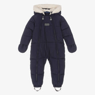 Boys Blue Quilted Winter Jumpsuit (18-24M) EUC