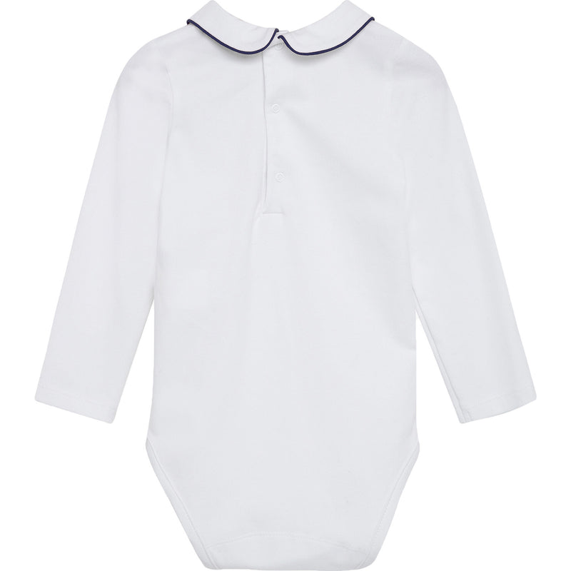 White w/ Navy LS Woven Boys Peter Pan Top (2T) NWT