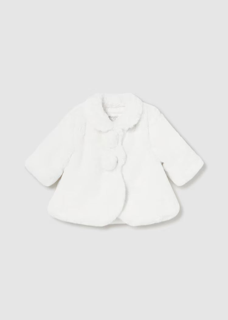 Newborn Girl Faux Fur Coat - White (EUC 18M)