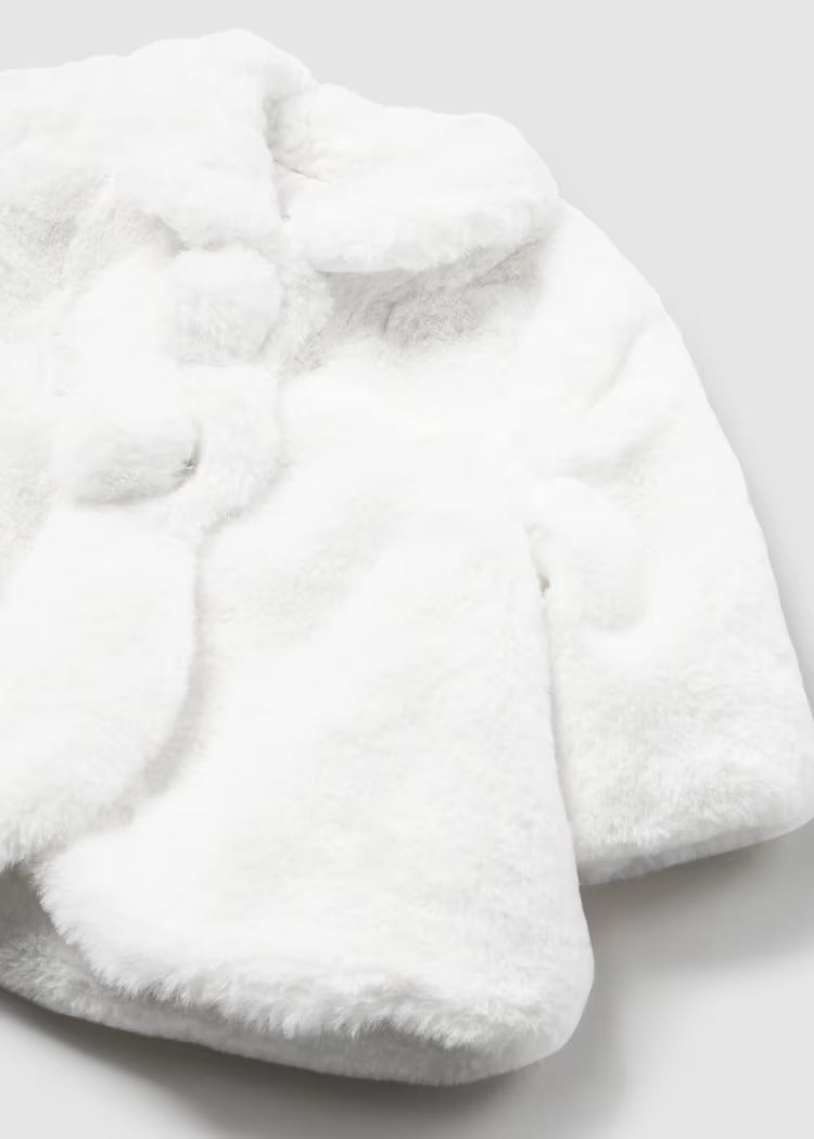 Newborn Girl Faux Fur Coat - White (EUC 18M)