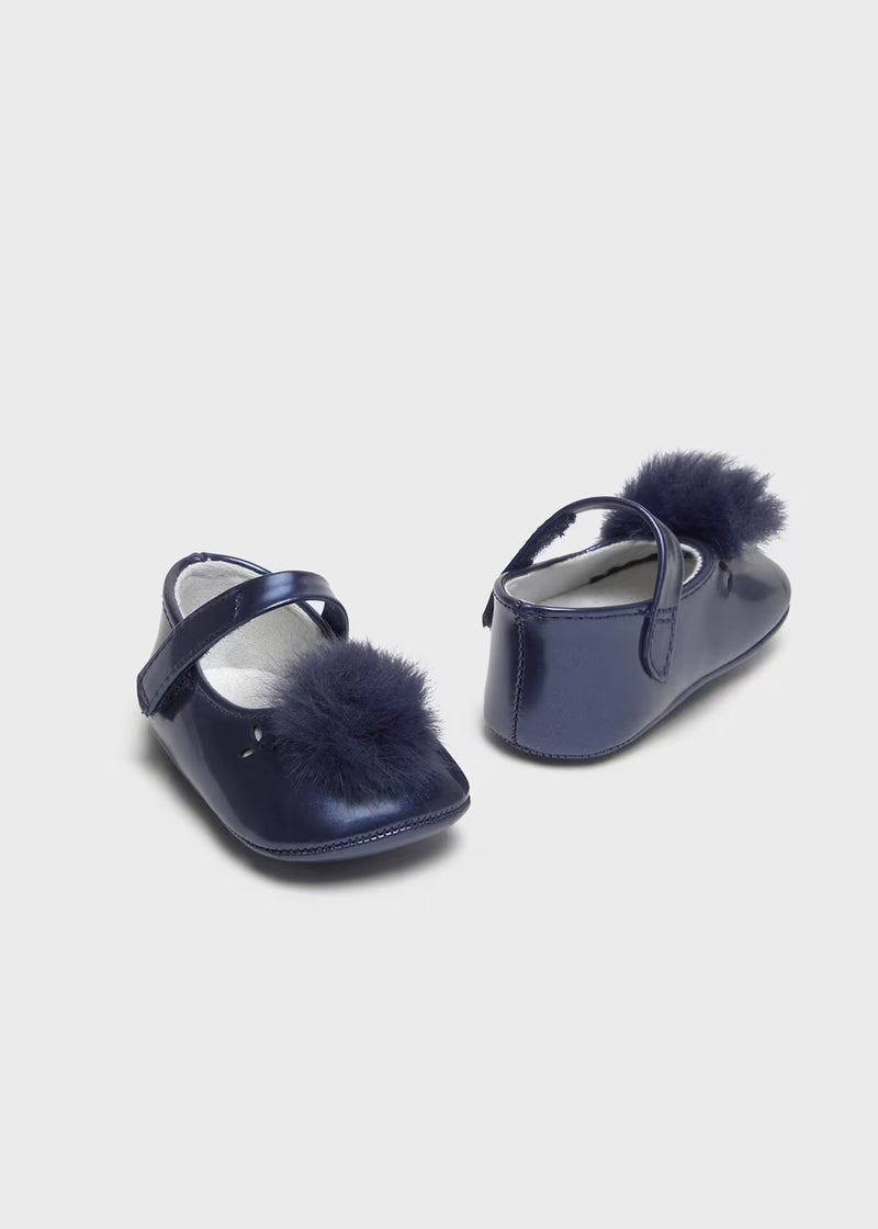 Newborn Girl Pom Pom Mary Janes Sizes:(3-6M) & (6-9M) EUC