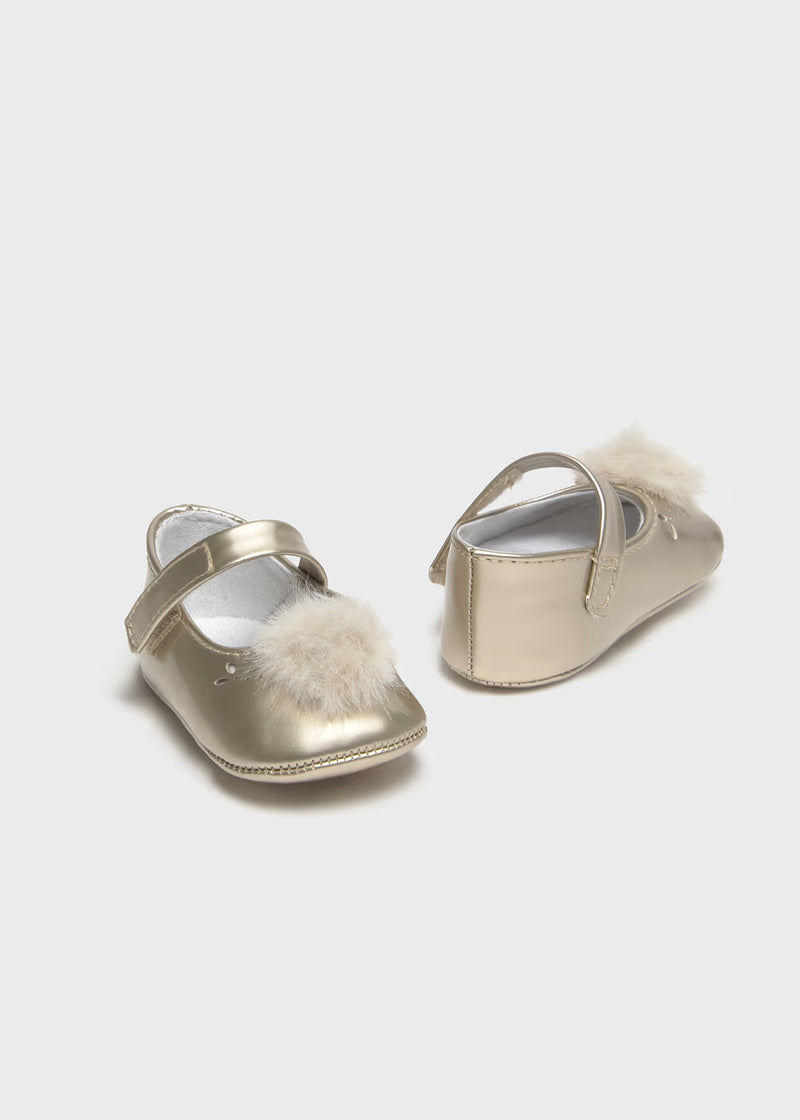 Newborn Girl Pom Pom Mary Janes Sizes:(3-6M) & (6-9M) EUC