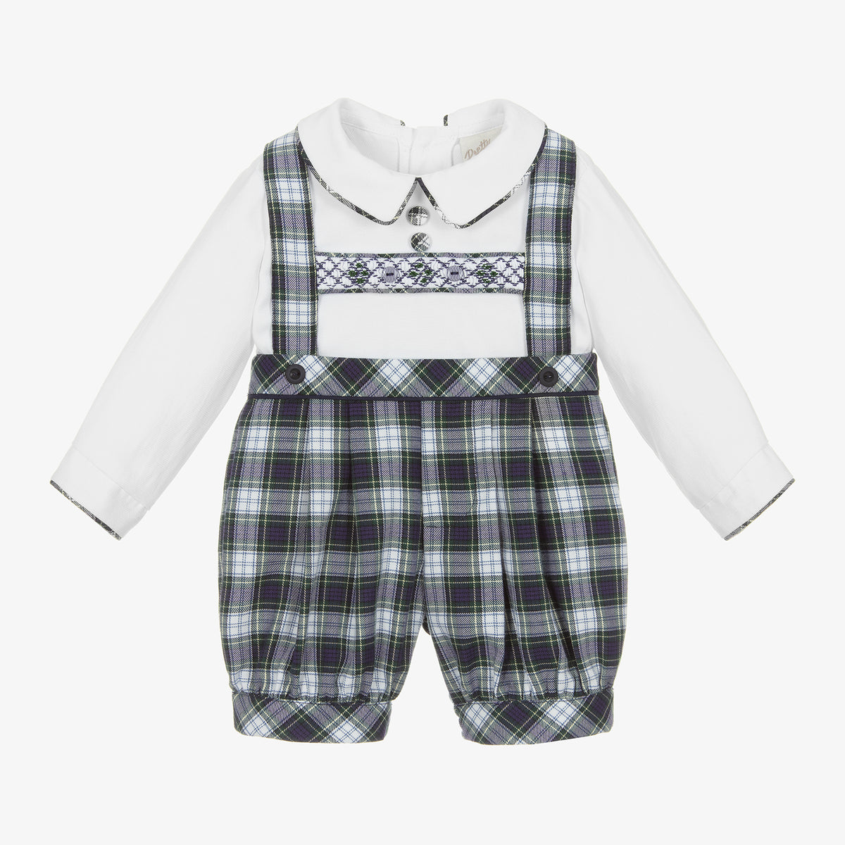 Boys Blue & White Cotton Overall + Shorts  Set (3T) EUC