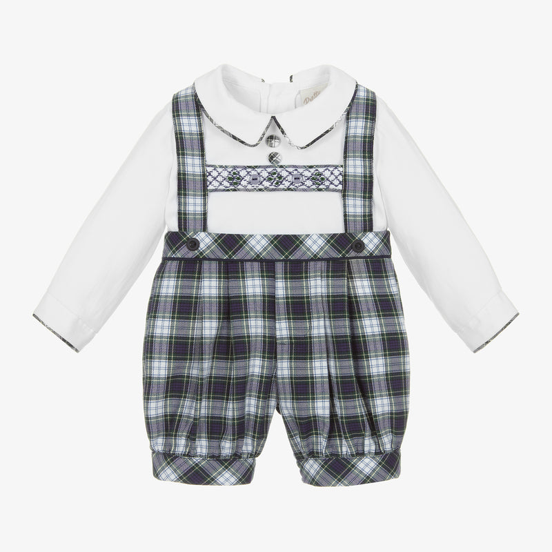 Boys Blue & White Cotton Overall + Shorts  Set (3T) EUC