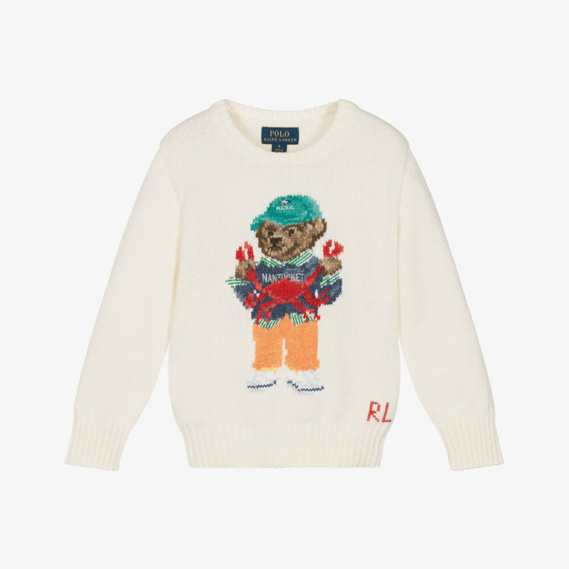 Boys Cotton Novelty Crab Bear Graphic Sweater (2-3T) EUC