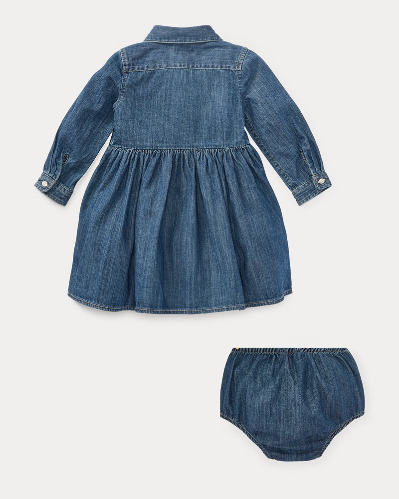 Shirred Denim Shirtdress & Bloomer (NWT 18M)