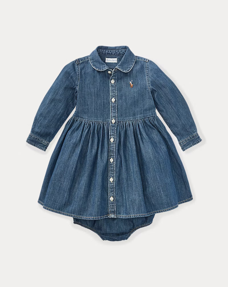 Shirred Denim Shirtdress & Bloomer (NWT 18M)