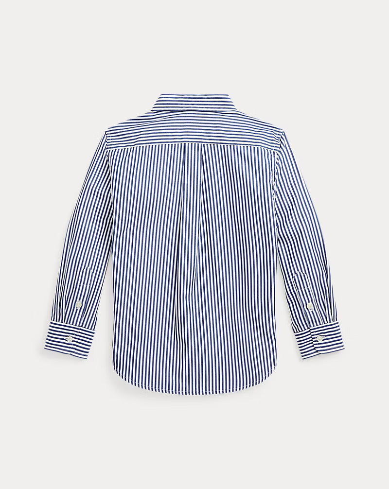 Striped Cotton Blue Poplin Shirt (Size 3T) EUC