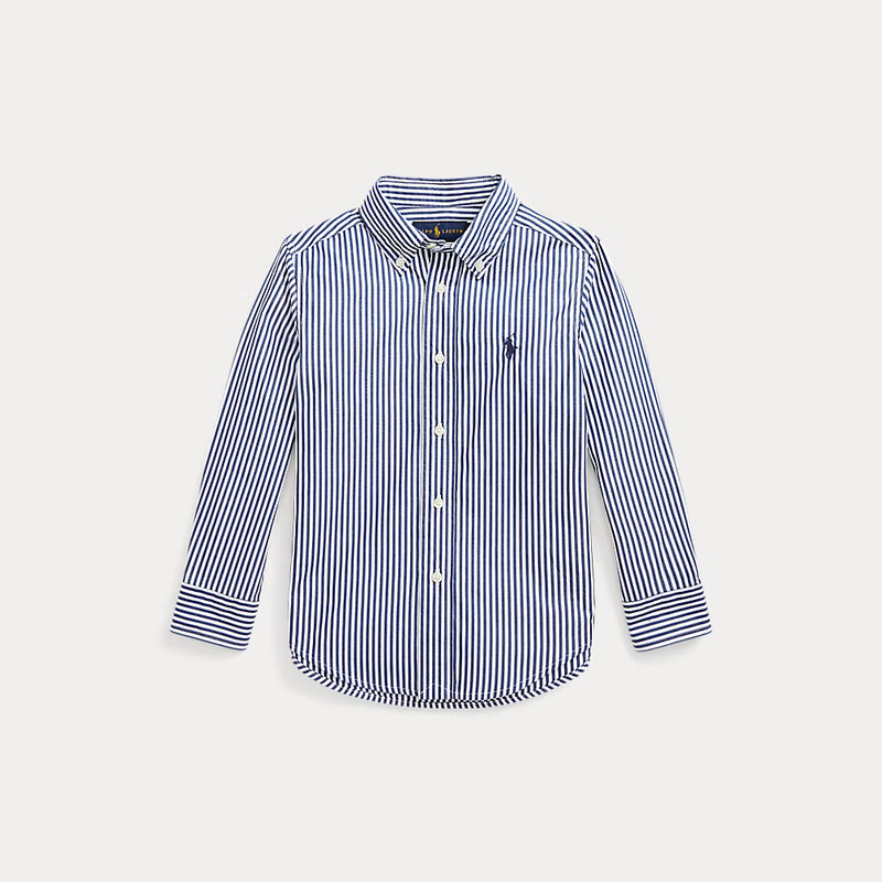 Striped Cotton Blue Poplin Shirt (Size 3T) EUC