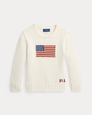 Big Boys Flag Intarsia Cotton Sweater (3T) EUC