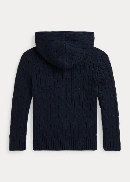 Cable Cotton Hooded Full-Zip Sweater (EUC 3T)