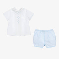 Boys White & Blue Shorts Set - (3T) NWT