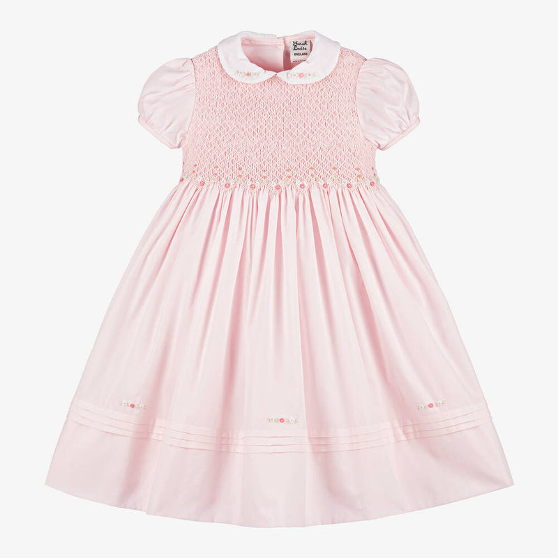 Girls Pink Smocked Cotton Dress (12M) NWT
